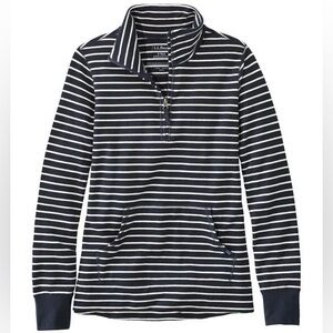 L.L.Bean Ultrasoft Sweats 1/4 Zip Striped Pullover